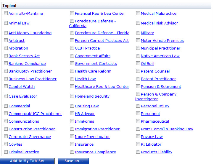 Tab Options in WESTLAW